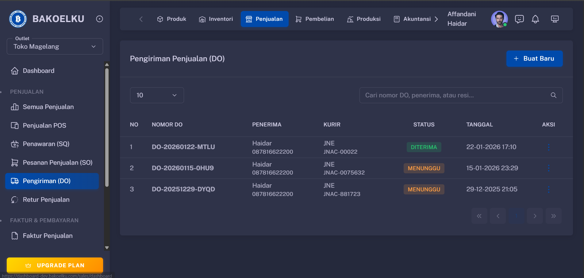 Delivery Order Interface