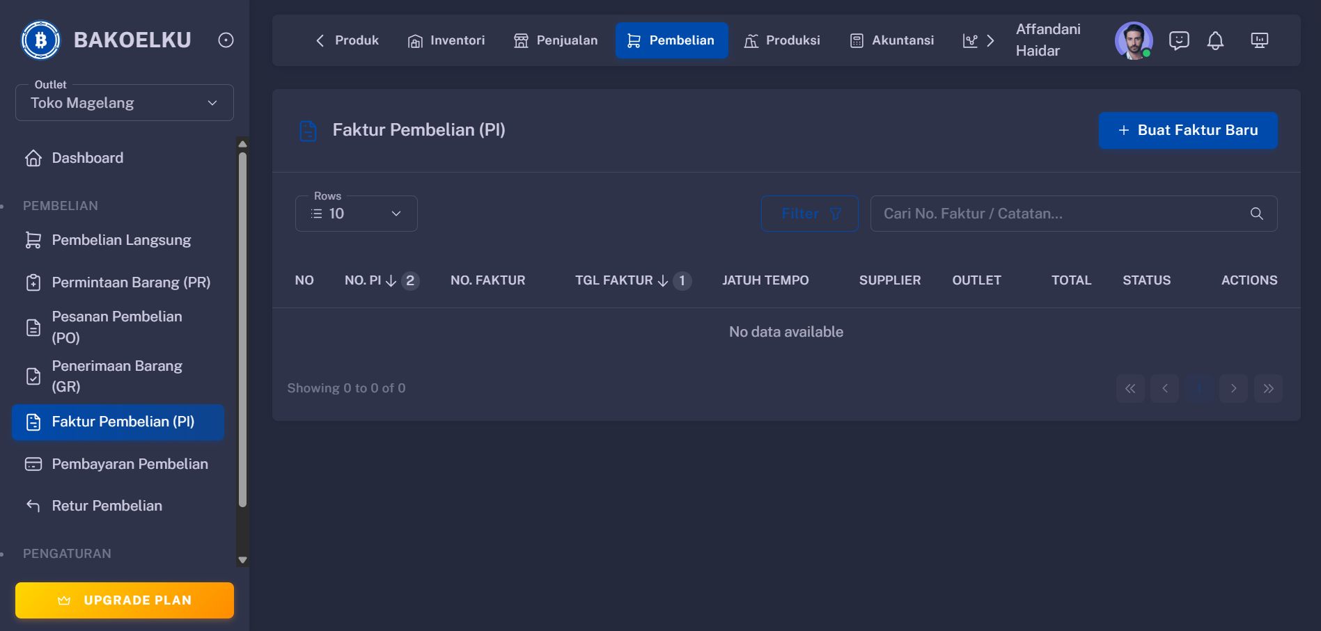 Faktur Pembelian Interface